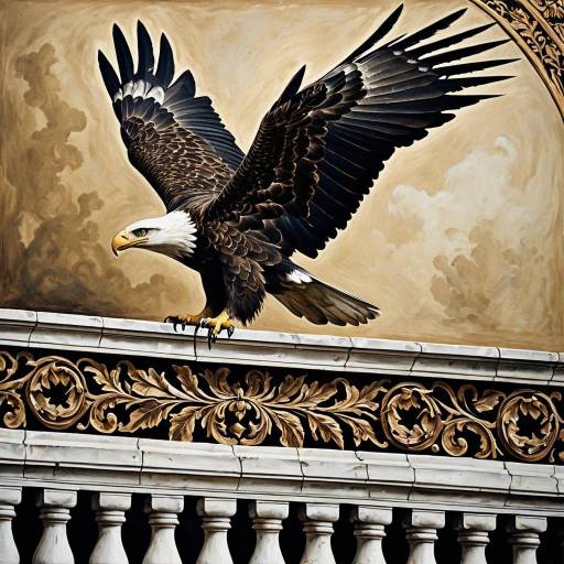 Majestic Eagle on Ornate Balustrade