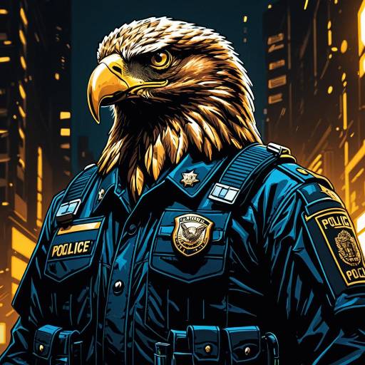 Eagle Police Officer Cyberpunk Illustration