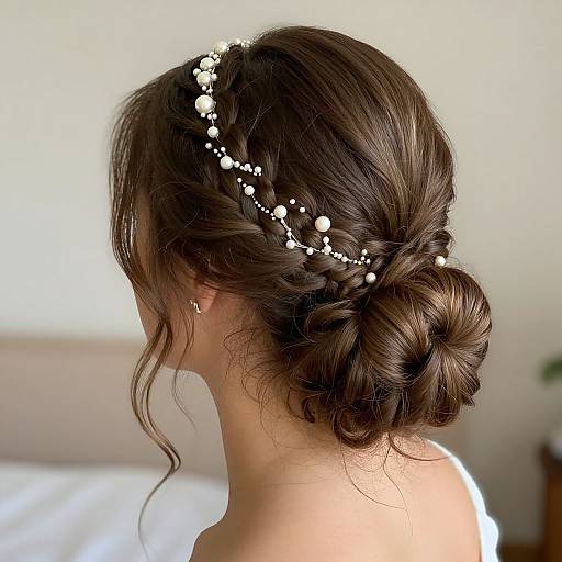 Elegant Bohemian Braided Pearl Hairstyle