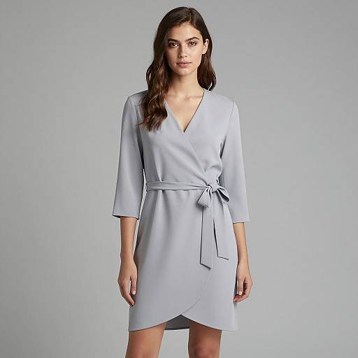 Sophisticated Young Woman in Gray Dress