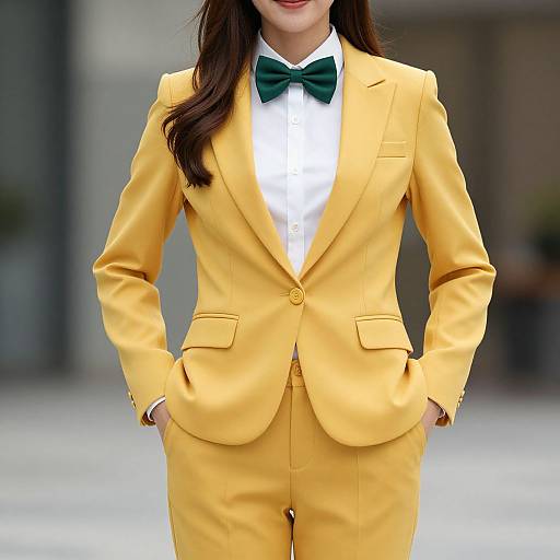 Elegant Woman in Yellow Suit