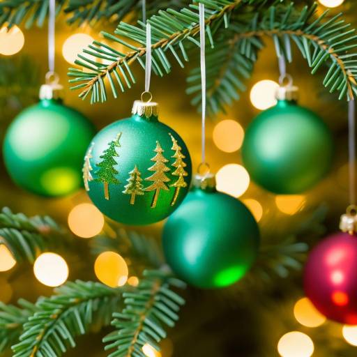 Close-Up Holiday Ornaments on Tree