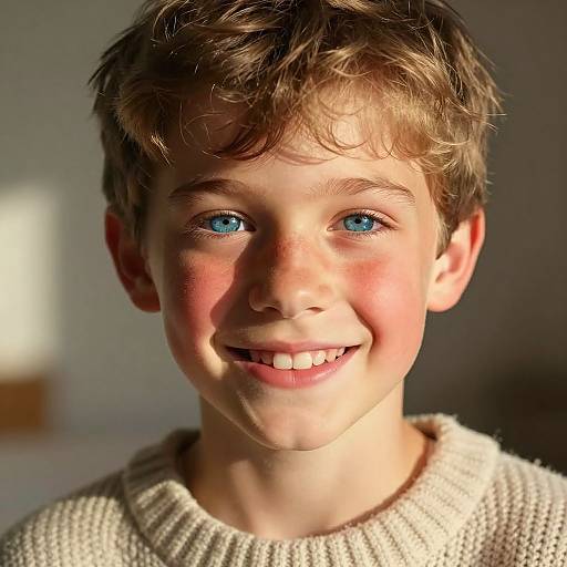 Golden Hour Portrait of Smiling Boy