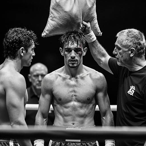Dramatic Black-and-White Boxing Scene