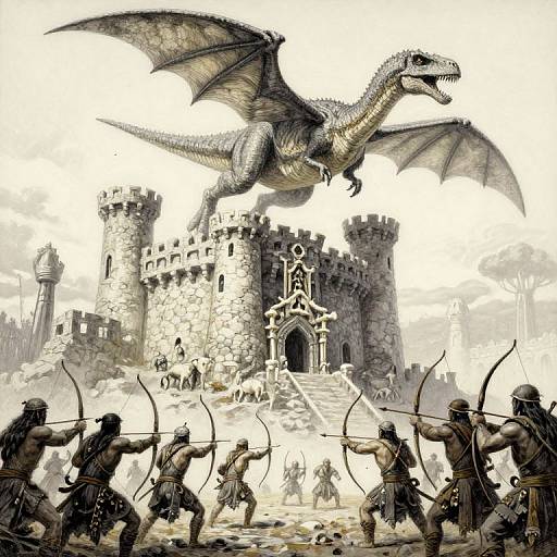 Ancient Barbaric Castle Battle Scene