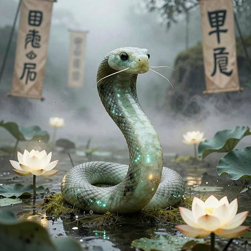 Ancient Jade Serpent Oracle in Swamp