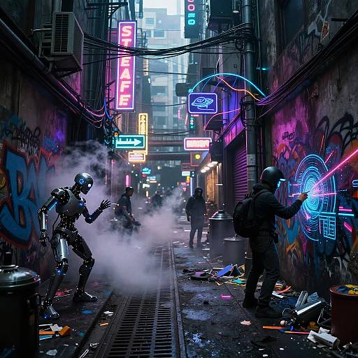 Cyberpunk Alley with Neon Lights