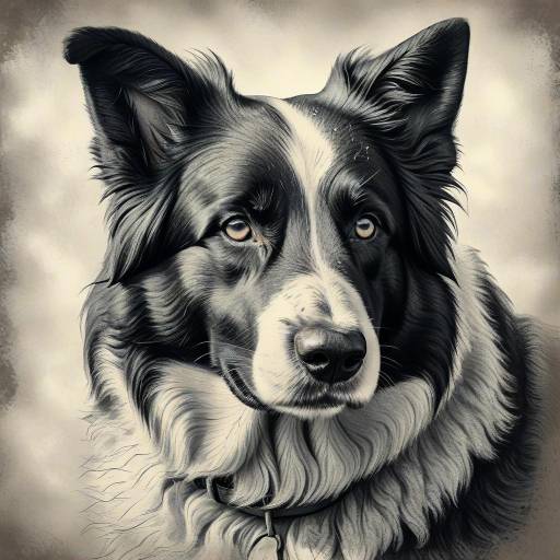 Majestic Sheepdog Portrait in Vintage Style