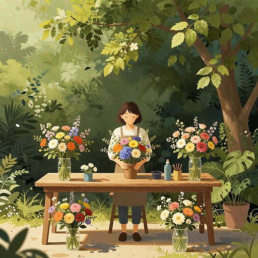 Colorful Flower Bouquets in Foliage