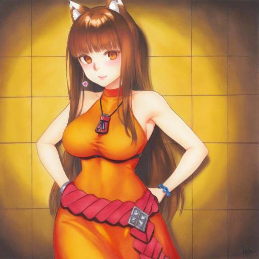 Elegant Woman in Orange Satin Dress