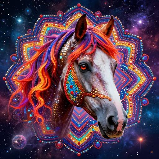 Kaleidoscopic Horse in Vibrant Mandala