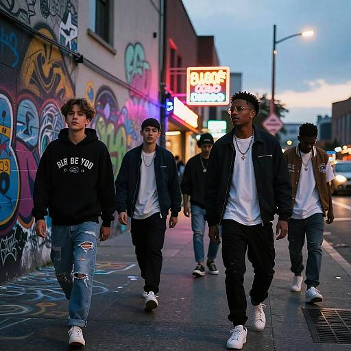 Vibrant Urban Street Scene at Twilight