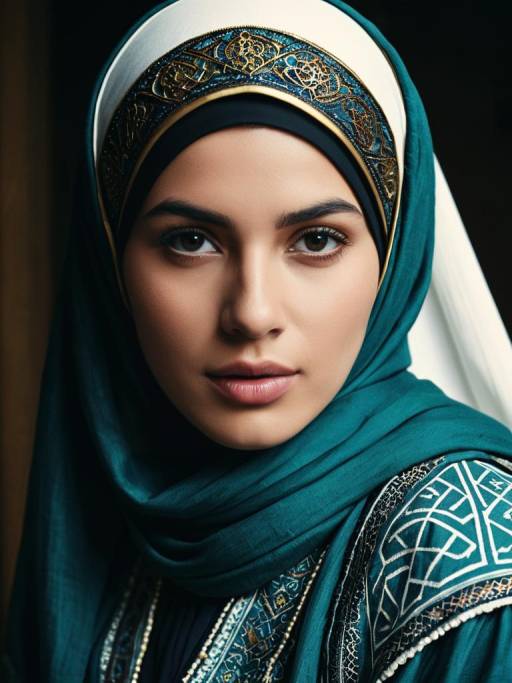 Cinematic Portrait of Woman in Islamic Fashion