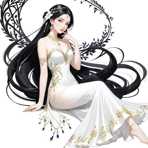 Ethereal Woman with Luminous Black Hair Ethereal Woman with Luminous Black Hair