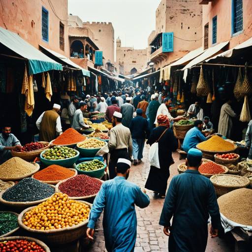 Bustling Moroccan Market Street Bustling Moroccan Market Street