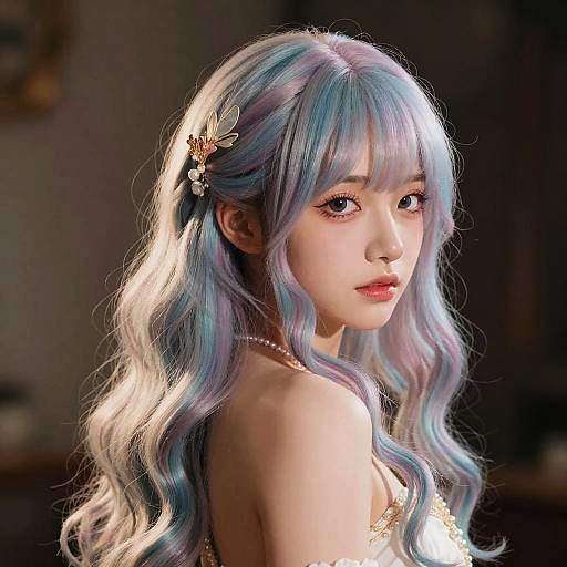 Pastel Wavy Hair Fantasy Anime