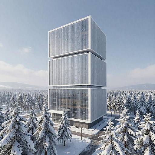 Photorealistic Neo-Futuristic Snowbound Ridge Pavilion
