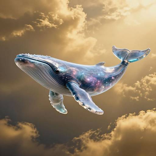 Glass Whale in Liquid Gold Sky