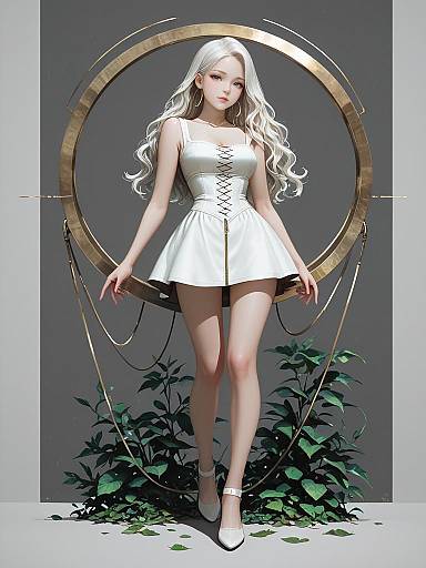 Minimalist Woman in White A-Line Mini Dress