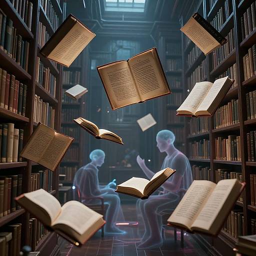 Cyberpunk Surreal Floating Books