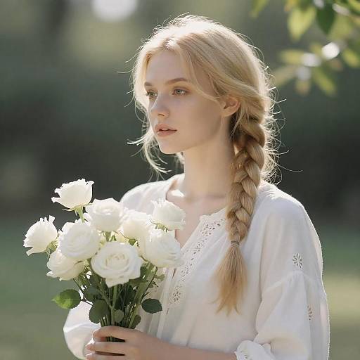 Sunlit Braided Blonde with White Bouquet