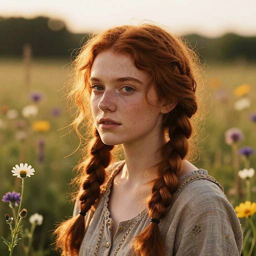 Rustic Redhead in Wildflower Meadow