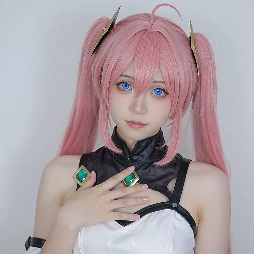 Portrait of Pink Twin-Tails Cosplayer