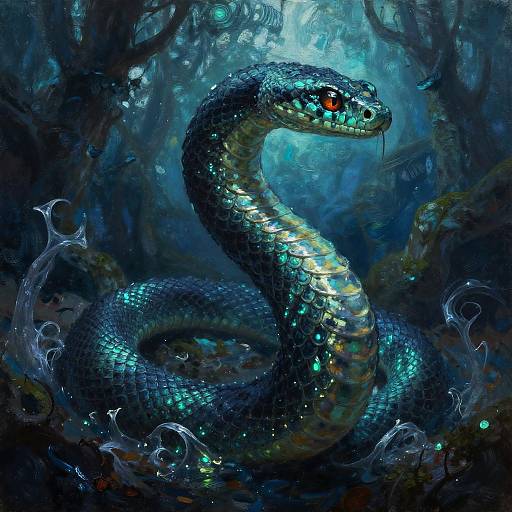 Abyssal Sea Serpent in Mystical Forest