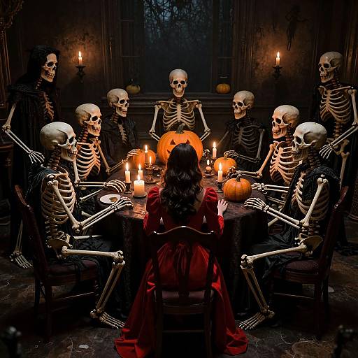 Eerie Skeletal Cult Ritual Scene