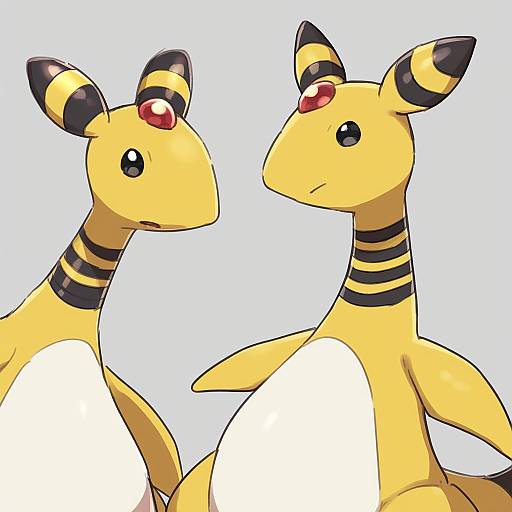 Illustration of Ampharos, pokemon in the style of Ikeshita moyuko