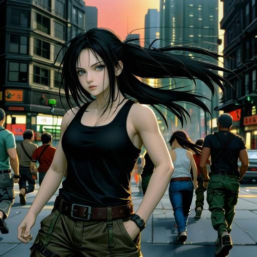 Tifa Lockhart in a Bustling Twilight City