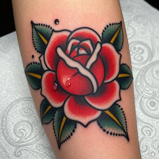 Traditional Old-School Rose Tattoo