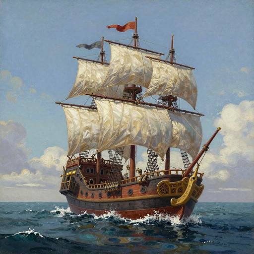 Fantasy Island with Pirate Ship Painting