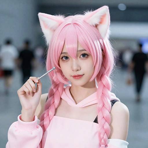 Pink Woman with Cat Ears