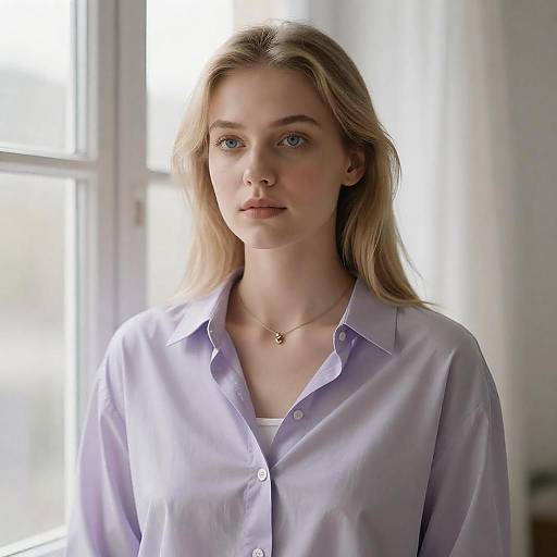 Soft Sunlit Portrait of Blonde Woman