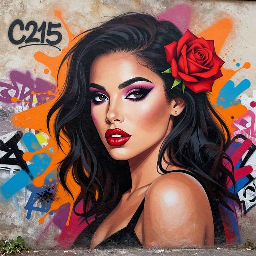 Vibrant Street Art Woman Portrait