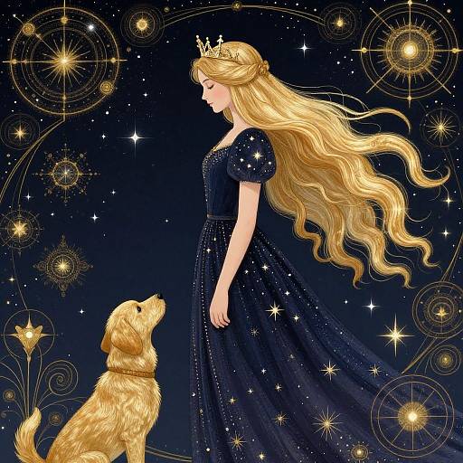 Elegant Woman Under Starry Sky