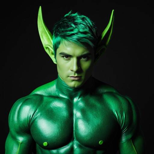 Man in Green Halloween Costume with Pointy Ears