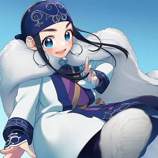 Illustration of Asirpa, golden kamuy in the style of Sakura chiyo (konachi000)