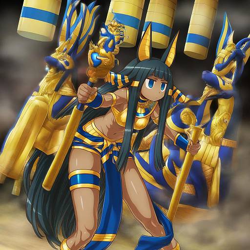 Illustration of Anubis (mythology), egyptian mythology in the style of Itou yuuji
