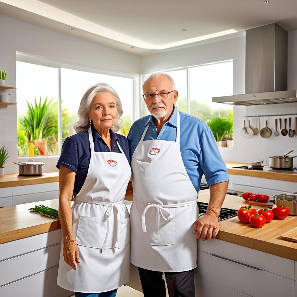 Cinematic Kitchen Scene with Grandfather and Granddaughter