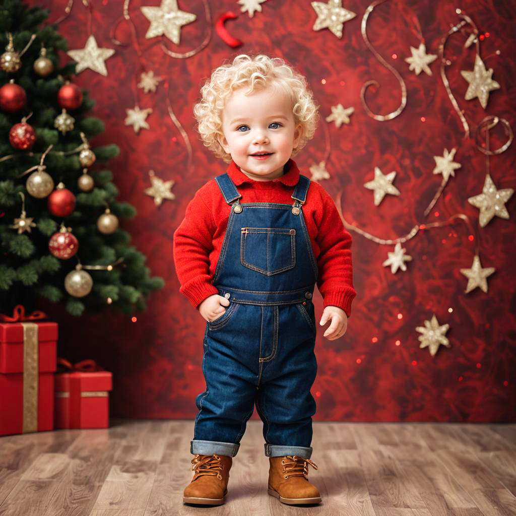 Festive Toddler Boy in Cozy Outfit