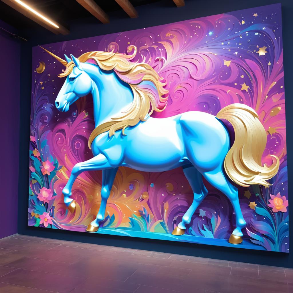 Unicorn Mural in Animation Illumination Style