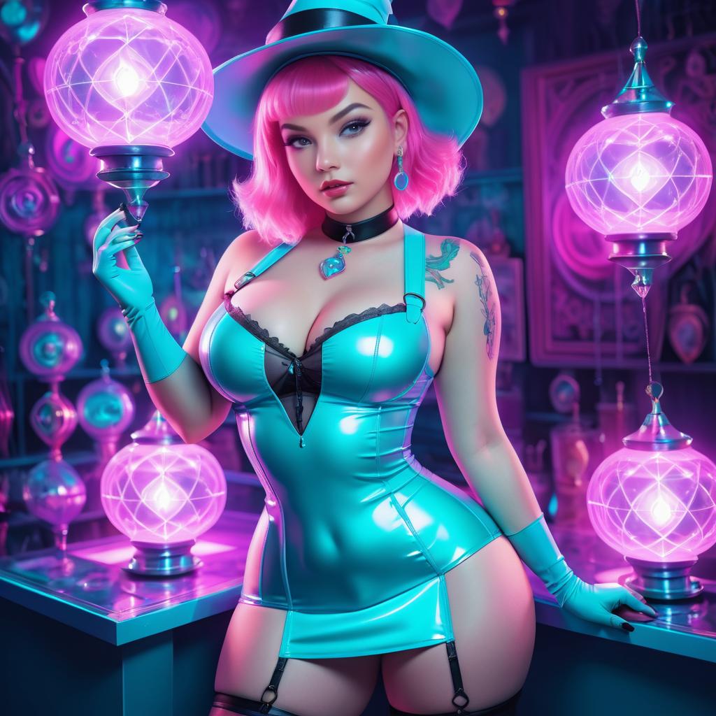 Curvy Witch in Vibrant Turquoise Tones