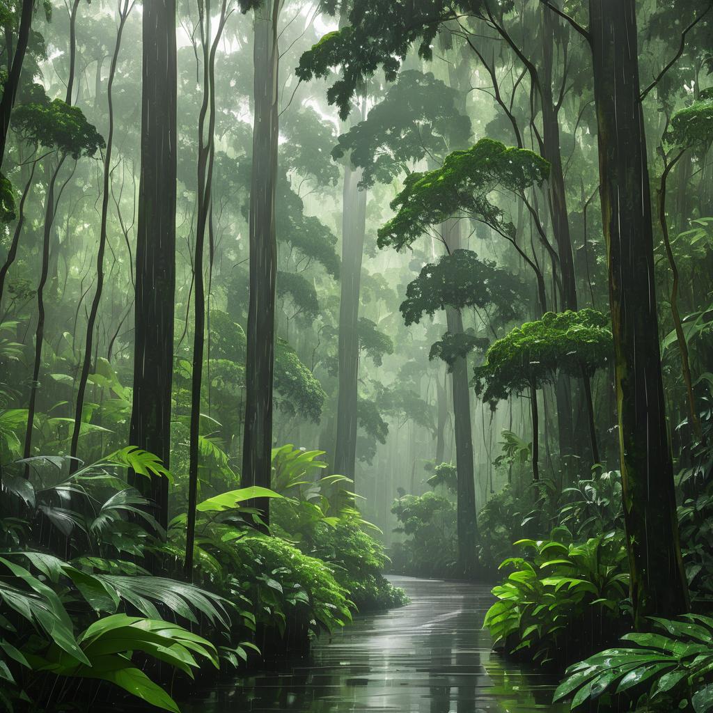 Serene Temperate Jungle with Rain Effects