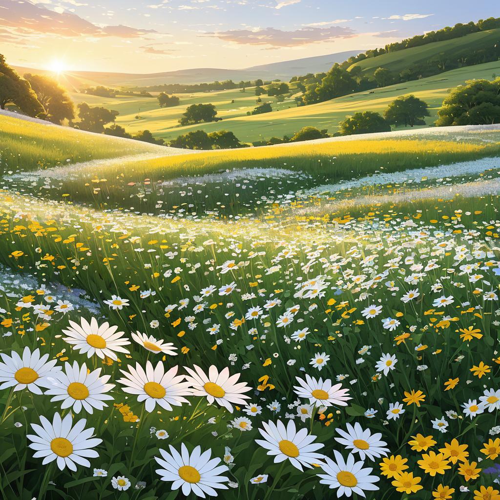 Tranquil Wildflower Valley at Sunrise