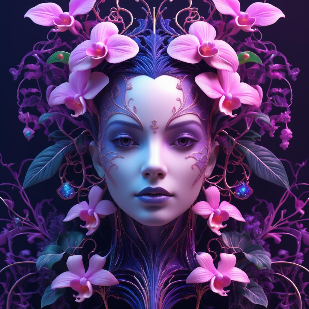 Ultra Detailed Organic Face with Orchids