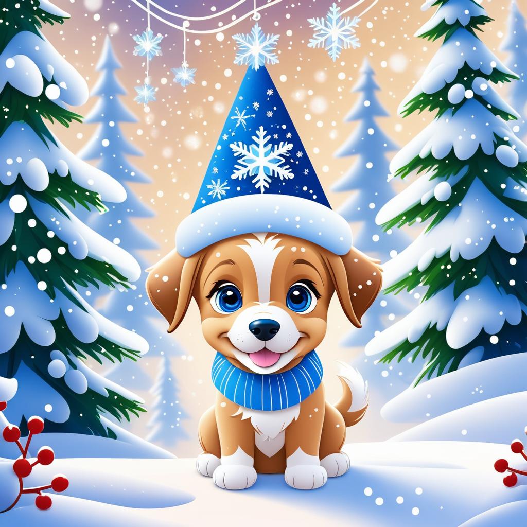 Joyful Puppy in Disney New Year's Card