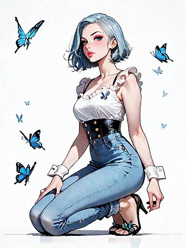 Full-Body Casual Chic Woman in Jeans