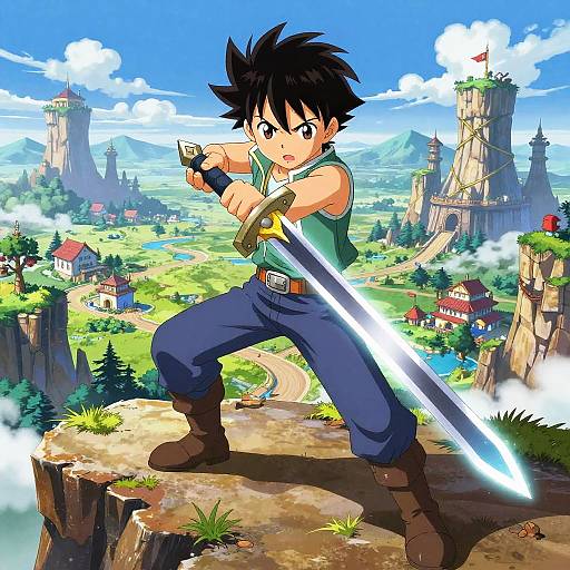 Brave Shonen Hero on Cliff